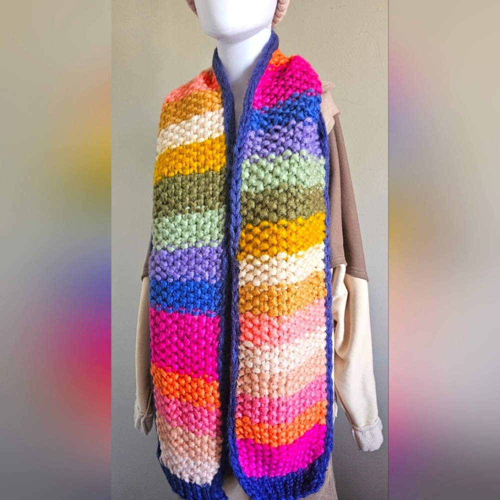 Anthropologie Large 75" Hand knitted Cunky Scarf/ Wrap One Size NWT$140
